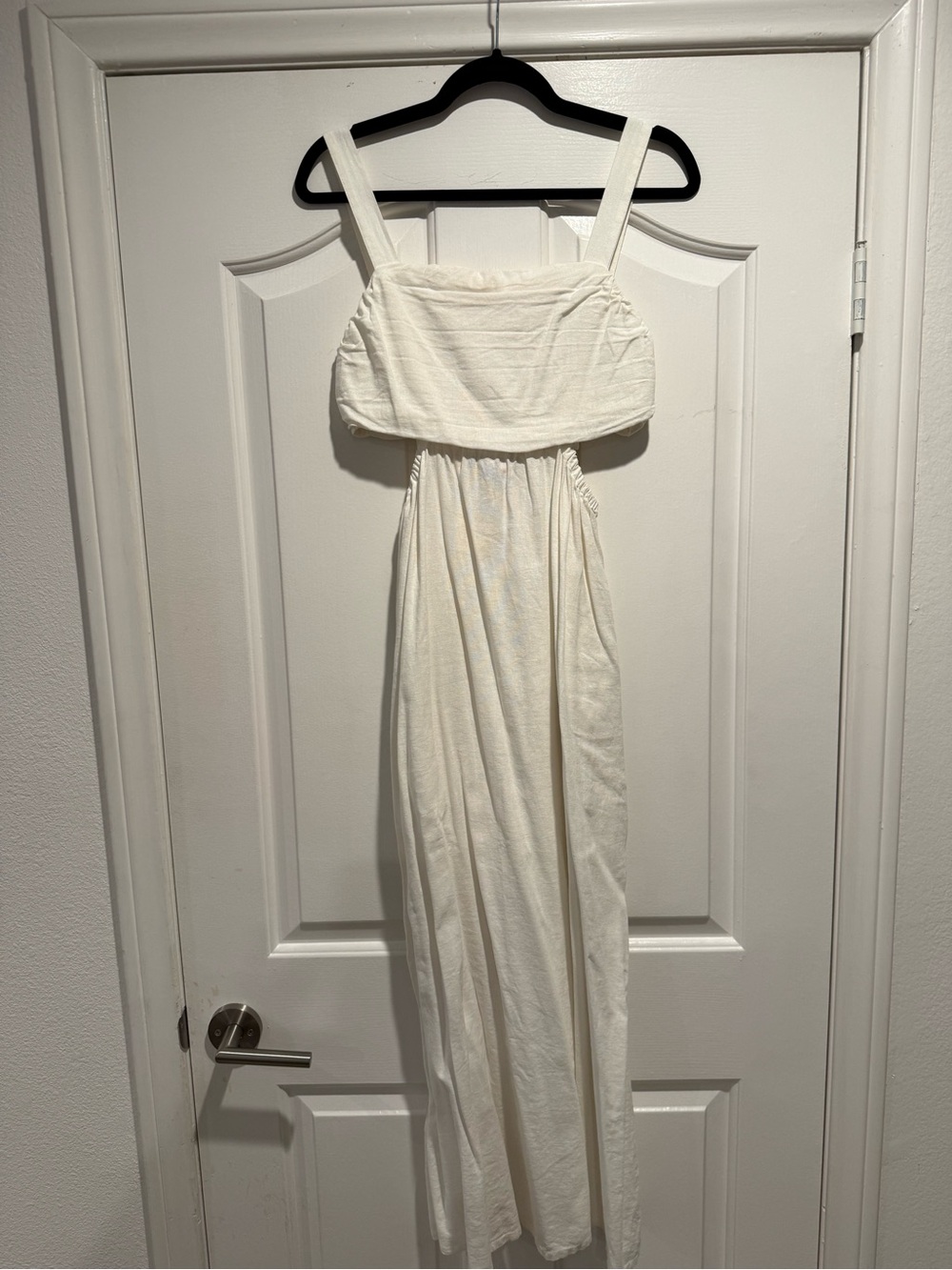 A New Day Ivory Linen Blend Cutout Maxi Dress Size Small